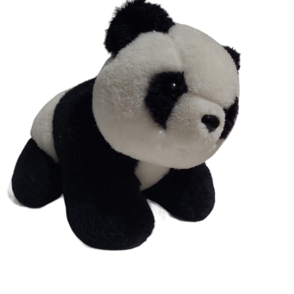 VINTAGE 9" Panda Bear Plush Piggy Bank Collectible Black/White Korea